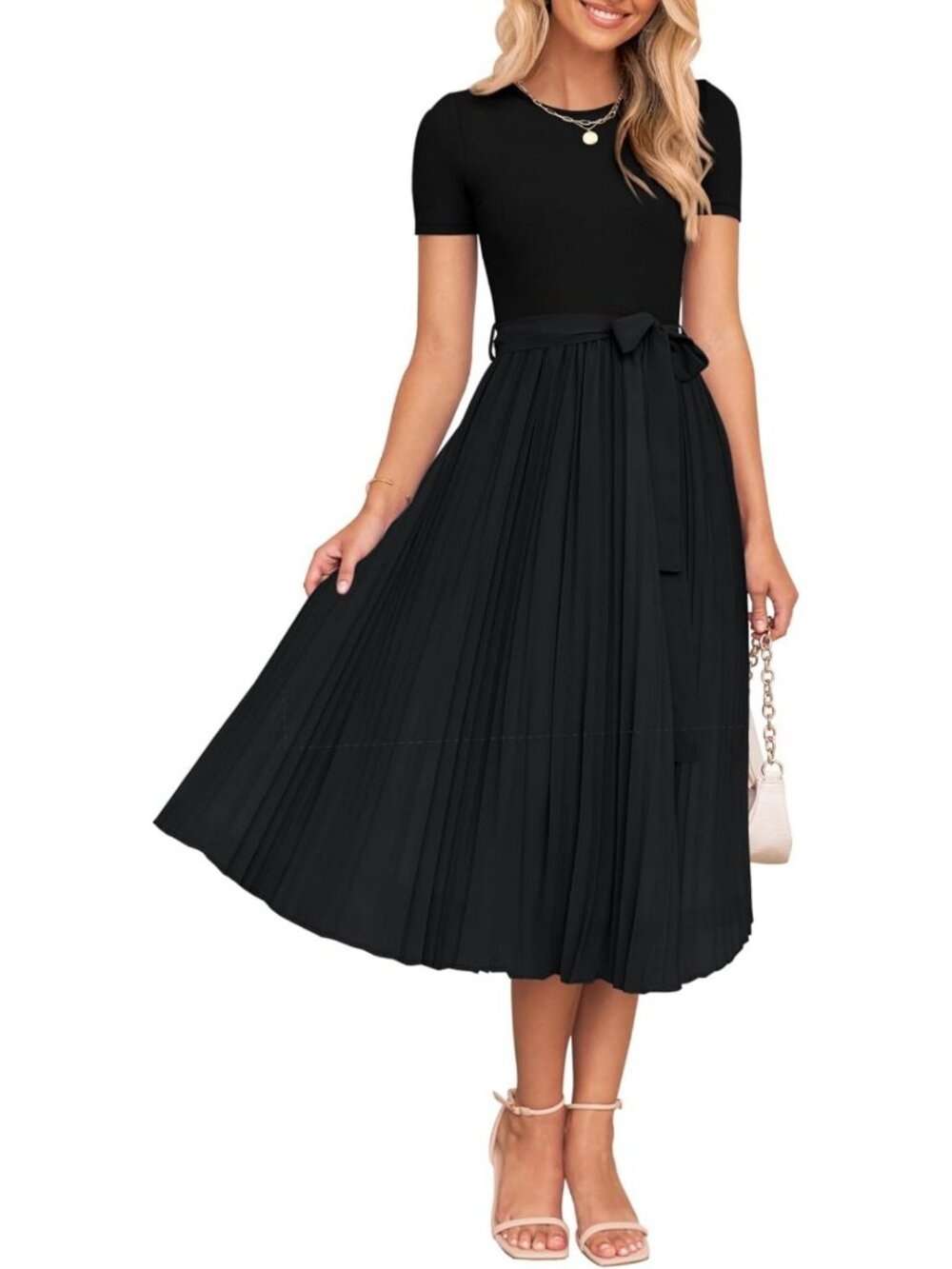 Chic Summer Short Sleeve Knit Midi Dress for Women - Perfect Casual Style!